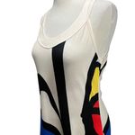 Boutique  Halter Maxi Dress XS White Abstract Face Print Art To Wear Beach Resort Photo 4