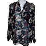 Kut From The Kloth  Women's Sheer Chiffon Floral‎ Button Down Blouse EUC Small Photo 1