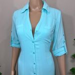 EXPRESS  Teal Aqua Button Down Military Dress Photo 2