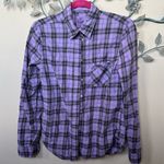 PINK - Victoria's Secret Victorias secret PINK purple plaid button up collared long-sleeve top Sz S EUC Photo 0