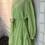 Eloquii NWT lime green long sleeve tie waist mini ruffle hem dress size 26 Photo 3
