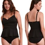 Jantzen NWT Sleeveless Muse Flared Tankini Top Swimwear Black Women's Size 12 Photo 1