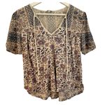 Lucky Brand  boho printed tie neck top size small Photo 2