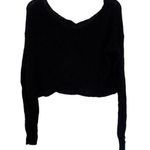 Say What? Say What Black Wide Shoulder Knit Long Sleeve Crop Sweater Size Medium Photo 0