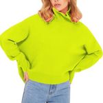 Amazon NEW Women's Crewneck Sweater Lime Green Knit Turtleneck Top Plus Size 4X Photo 0