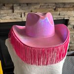 Vibrant Pink Western Hat with Fringe Trim Photo 4