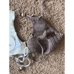 JMP The Label Coco Brown Contrast Cali Crochet Bikini Swim Top Medium NEW NWT Photo 9