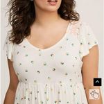 Torrid NEW Smocked Flutter Sleeve Peace Signs Cloud Dancer Babydoll Top Size 4X Photo 3