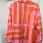 Bold Geometric Print Wrap Midi Dress Orange Pink Long Sleeve Shirt Dress S Photo 4