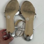 Talbots Pila Criss-Cross Leather Sandals Metallic Silver Kitten Heel Dressy 10 Photo 9