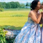 David's Bridal David’s Bridal Metallic Jaquard Spaghetti Strap Dress Photo 3