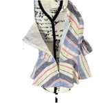 NWT Parker New York Striped Linen Bow Front Peplum Top Multicolored Large Photo 8