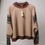 easel  Tan and Brown Striped Women's Sweater Photo 1