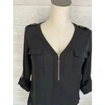 Candie's Candie’s semi-sheer black roll tab blouse Size Small Photo 3