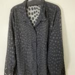 Maggie Barnes Vintage  Top Shirt Blouse Tunic 20W Black Long Sleeve Sheer Dots Photo 2