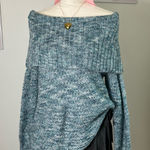 Chico's Y2K  Blue Knit Heathered Sequin‎ Off The Shoulder Sweater Womens 2/Large Photo 0