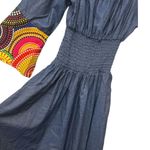 African Ankara Print Denim Smocking Off Photo 1