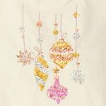 J Crew Factory Graphic Tee Collector Sequin Holiday Ornaments Cream XS (0 Photo 1