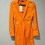 ZARA  Satin Knot Mini Dress Orange NWT Size Small Photo 0