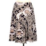 Ann Taylor | 100% Silk Cream & Black Floral Bohemian A-Line Skirt Size 10 Medium Photo 0
