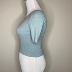 Forever 21 Pale Sage Green Cropped Ribbed Short Sleeve Sweater Sz Small Photo 2