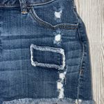 LC Lauren Conrad Distressed Blue Jean Shorts with Floral Accents Photo 1