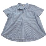 LL Bean Vacationland Seersucker Blue WhiteStriped Popover Shirt LARGE PETITE Size undefined Photo 3