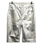 Gap High Rise Vegan Leather Cheeky Straight Pants Silver Size 28 Tall Photo 4