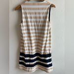 Duffield Lane Striped Tan White Blue Dress Size M Photo 1