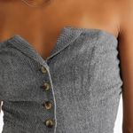 Free People  Jamie Sleeveless Herringbone Vest NWT Gray Twill Top Women's Large Photo 1
