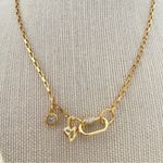 18K Gold Plated Locked Heart Carabiner Necklace Titanium Steal Womens Jewelry Photo 0