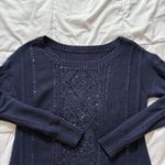 Womens Blue Sequined Long Sleeve Sweater Winter Holiday Christmas Y2K Retro Size M Photo 1