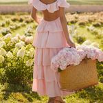 Alamour The Label Ruffle Maxi Dress Pink Size L Photo 2