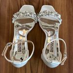 Badgley Mischka Satin Embellished Soft White Tellisa Heels Size 5.5 Photo 2
