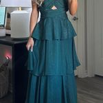 High Neck Tiered Ruffle Dress Green Size L Photo 0