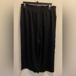 Adrianna Papell  Paperbag Black Crepe Culotte Pants Elastic Waist Tie Pleats Photo 4