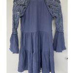 American Eagle  OUTFITTERS Purple Crochet Bell Sleeve Boho Mini Dress Size Small Photo 6