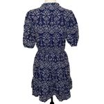 Sugar Lips Rosie Eyelet Floral Split V-Neck Mini Dress Navy Blue-White Size M Photo 4