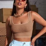 SheIn Brown Crop Top Photo 0