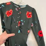 Loft ANN TAYLOR  Floral Breeze Shirt Dress Dark Green Multi Long Sleeve PETITE 2P Photo 8