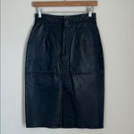 Vintage Genuine 100% Leather Midi Skirt Pencil 80s 90s Biker‎ Size 6 Black Photo 2