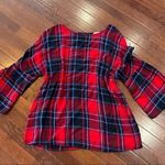 Como vintage Long Sleeve Red and Black Plaid Top Size Medium Photo 1