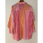 Beach Riot  Alexa Top Button Down Stripes Pink Orange White Cover Up Sunset NWOT Photo 13