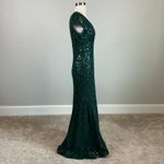 R & M Richards Green Sequined Lace A-Line Evening Gown Size 6 Long Formal Dress Photo 2