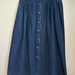 Vintage 90s Boston Classics Blue Denim Midi Skirt Size 8 Cotton Cottage Prairie Photo 0