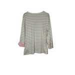 Quacker Factory Women's Top Vintage Pink Sequin Flamingos 3/4 Length Beige Small Photo 6