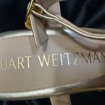 Stuart Weitzman $550 Alex Platform 5.5" Wedge WOVEN RAFFIA GOLD LEATHER Size 7 Photo 8