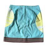 BODEN CIRCLES SKIRT BLUE YELLOW BROWN WHITE COTTON 6R Size 6 Photo 1