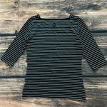 FootJoy Women's XS Black/White Striped 3/4 Sleeve Blouse Photo 3