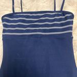 Ralph Lauren  Womens One Piece Swimsuit Navy Stripe Stretch Square Neck Ribbed Photo 1